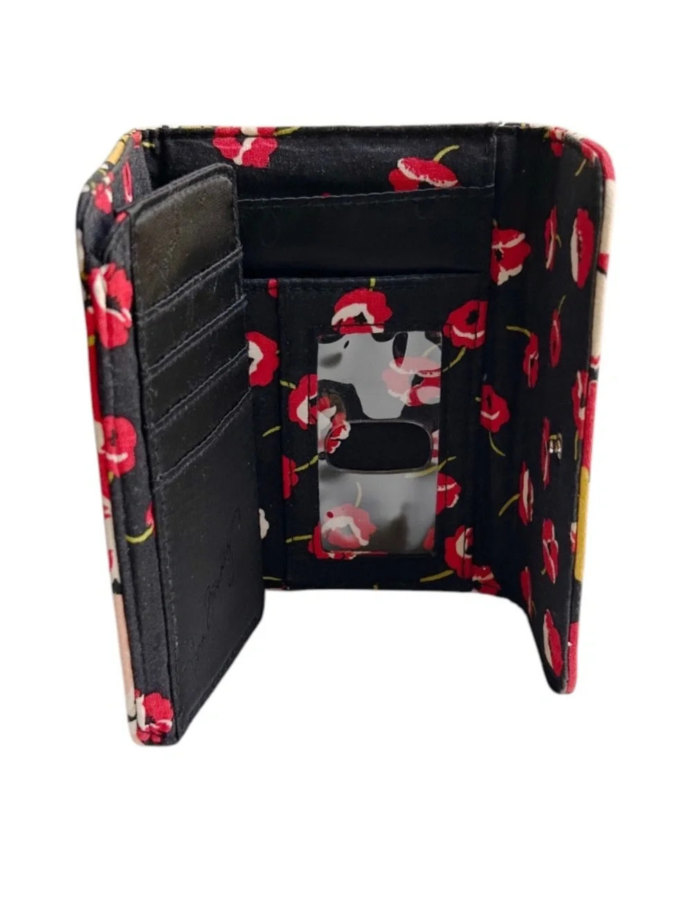 Vera Bradley Euro Tri-fold Wallet Poppy Fields Pattern - Picture 3 of 10